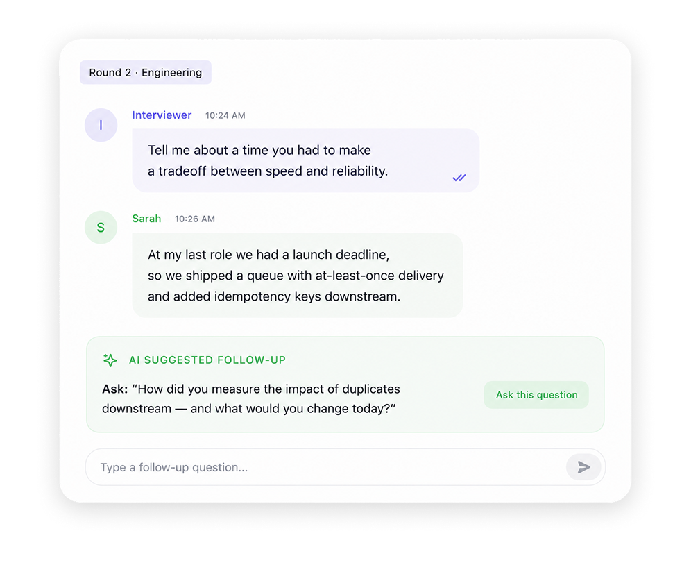 HireGrin AI interview assistant chat interface
